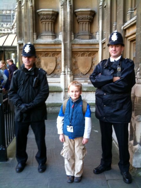 Zac with his police guard