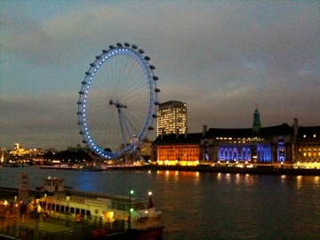 4 pm. Goodbye London as the London Eye is blue for World Diabetes Day