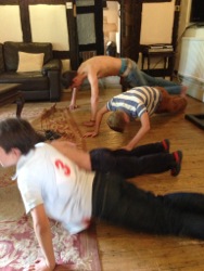 The boys exercise before going home