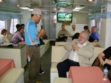 David sings Karaoke on a boat trip with Wann-Sheng Horng