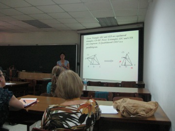 Every participant had the opportunity to present their paper. Here Liping Ding speaks about proof in geometry.