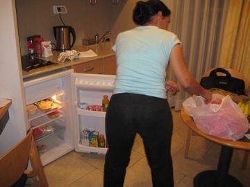Amal fills fills the fridge in my room