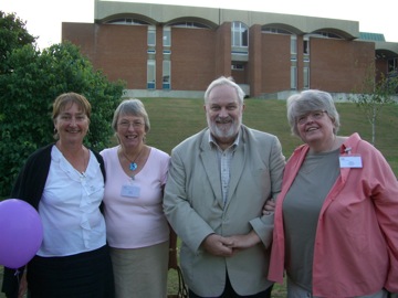 Kath, Sue, David, Jane in front of the Library