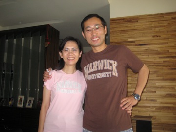 Abe and Grace in their Warwick University T shirts