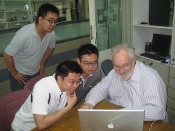 Tutorial with Li Kai and Danny as Shawn, Abe’s assistant (left), looks on.