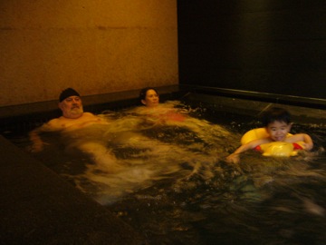 Relaxing in the massage pool