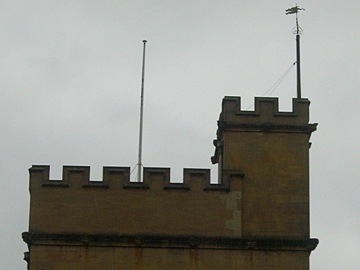 The gargoyle of Maurice Bowra, bottom right, looks down on the Warden's rooms
