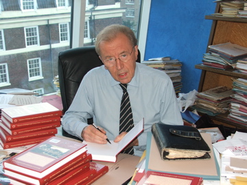 Sir David signs copies of 'Memories of Wellingborough Grammar School